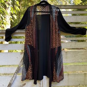 Fall Color block crochet duster